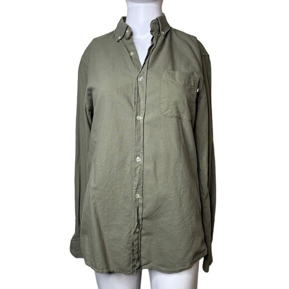 Cotton On Slim Fit Button Down Long Sleeve Shirt Army Green Size XS - Picture 1 of 4